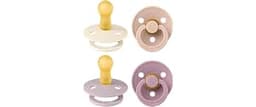 BIBS Colour Soother 4-Pack, BPA Free Dummy Pacifier, Round Nipple. Natural Rubber Latex, Made in Denmark. 6-18 Months...
