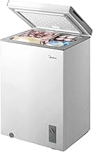 Midea MERC04C4BAWW Chest Freezer, 3.5 Cubic Feet Freezer With Removable Basket, Interior LED Light, Adjustable Temper...