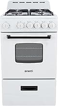 Avanti Gas Range Oven, Compact Freestanding Design, 4 Sealed Burners with Electronic Ignition, 2.1 Cu.Ft. Capacity Fe...