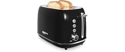 2 Slice Retro Stainless Steel Toaster with Bagel, Cancel, Defrost Function and 6 Bread Shade Settings Bread Toaster, ...