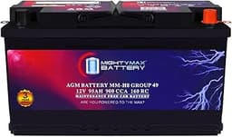 Mighty Max Battery MM-H8 Start and Stop Car BCI Group 49 12V 95Ah, 160RC, 900 CCA Rechargeable AGM Car Battery