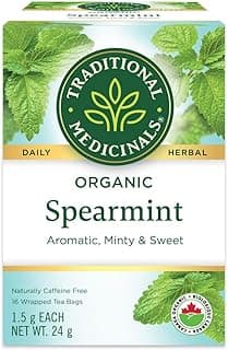 Traditional Medicinals - Organic Spearmint Herbal Tea (Pack of 1) - Refreshing and Minty - 16 Tea Bags Total