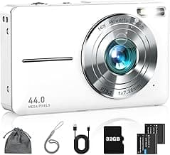 Digital Camera FHD 1080P Kids Camera with 16X Zoom Anti Shake 32GB Card, Small Compact Point and Shoot Camera Gift fo...