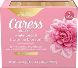 Caress Beauty Bar Soap For Noticeably Silky Soft Skin Daily Silk Extract and Floral Oil Essence 3.15 oz 3 Bars