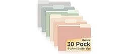 SUNEE File Folders, 30 Pack Manilla Folders 8.5 x 11, Colored File Folders Home Office School Supplies for Documents ...