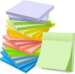 (18 Pads) Sticky Notes 3x3 inch, Self-Stick Pads Pastel Colors Sticky Note, Recyclable, Easy to Post for Home, Office...