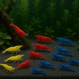 7 Yellow, 7 Fire Red & 7 Blue Dream Three Mix Colors Live Shrimps Freshwater Shrimp High Grade Live Shrimps – Freshwa...