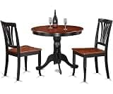 East West Furniture ANAV3-BLK-W 3 Piece Kitchen Table Set for Small Spaces Contains a Round Dining Table with Pedesta...