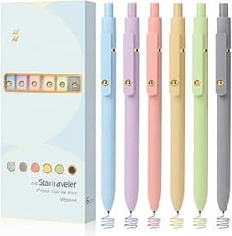FIOVER Colored Gel Pens 6 Pack 0.7mm Medium Point Pens for Journaling