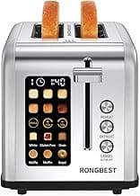 2 Slice Touch Screen Toaster with Wide Slots Stainless Steel Toasters for Family Breakfast, Even Toasting for Bagels ...