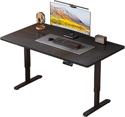 55.1" Electric Standing Desk, Malacca Solid Wood Material, Height Adjustable Computer Desk, 3 Memory Height Settings,...
