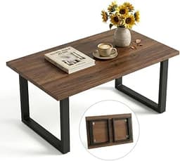 Walnut Folding Coffee Table, No Assembly Required for Small Spaces,35.5In | Easy Storage, Supports 240 lbs, Portable,...