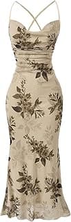 SOLY HUX Women's Floral Mesh Cami Dress Cocktail Wedding Guest Long Dresses
