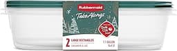 Rubbermaid 2-Pack TakeAlongs Clear Plastic Food Storage and Organization Container with Lid for Leftovers and Meal Pr...