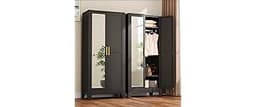 winiowa Metal Armoire Wardrobe Closet with 2 Mirror Doors, 71" Wardrobe Cabinet with Adjustable Shelves and Hanging R...