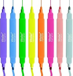 Piochoo Dual Tip Highlighters, 8 Colored Bible Highlighter Pen Set,Cute Highlighter Assorted Colorsfor Students, Arti...