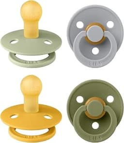 BIBS Pacifiers - Color 4 Pack | Round Nipple Baby Pacifier | BPA Free Natural Rubber Latex Soother | Made in Europe |...