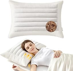 MIOTO 20"x26" Organic Buckwheat Pillow | Baffle Box, Dual-Sided Firmness & Ergonomic Zoned, Organic Cotton Pillowcase...