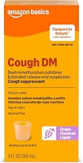 Amazon Basics 12 Hour Cough DM Syrup, Extended-Release Dextromethorphan, Grape Flavor Liquid Medicine, 5 fl oz (Pack ...