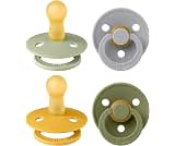 BIBS Pacifiers - Color 4 Pack | Round Nipple Baby Pacifier | BPA Free Natural Rubber Latex Soother | Made in Europe |...
