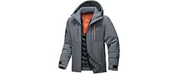 Jsslaik Men's Thermal Waterproof Windproof Jacket Hooded Insulated, Lightweight Winter Snow Coat with Multiple Pockets