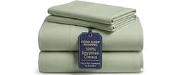 Good Sleep Bedding Luxury Breathable 4-Piece Sheet Set - 100% Cotton Sateen, 16" Pocket - Sage