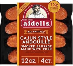 Aidells Smoked Pork 4 Sausage Links, Cajun Style Andouille, 12 Ounce | Gluten free; all natural, minimally processed;...