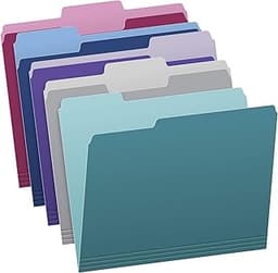 Pendaflex Two Tone Color File Folders, Letter Size, Assorted Colors (Teal, Violet, Gray, Navy and Burgundy), 1/3-Cut ...