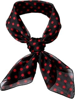 1 Piece of Polka Dot Square Scarf 1950s Chiffon Neck Scarfs Sheer Handkerchief Retro Hair Tie for Women and Girls