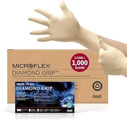 Ansell MICROFLEX Diamond Grip MF-300 Disposable Latex Gloves for Automotive, Healthcare, Machinery Industries - Large...