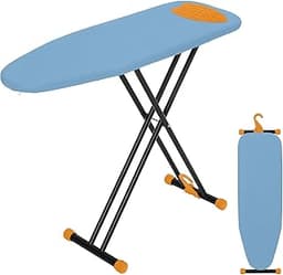 Compact Ironing Board Full Size 43x13 with Extra Thick Padded Cover, Height Adjustable Iron Board with Hanger, Easy t...