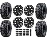 Tusk Set of 32x10-14 TERRABITE Heavy Duty 8-Ply Radial UTV Tires mounted on CASCADE Wheels - Compatible with POLARIS ...