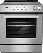 30 in. Stellar Coll 4.9 cu ft 4 Burner Electric Range Convection, Stainless | Cosmo COS-ERD304K Glass Cooktop, Dual E...