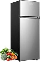 Upstreman 7.7 Cu.Ft. Refrigerator with Freezer, Double Door, Adjustable Thermostat, Large Capacity, Reversible Door S...