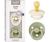 BIBS Pacifiers Colour Collection | Natural Rubber Baby Pacifier | Round Nipple | Set of 2 BPA-Free Soothers | Made in...
