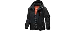 Jsslaik Men's Thermal Waterproof Windproof Jacket Hooded Insulated, Lightweight Winter Snow Coat with Multiple Pockets