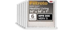 Filtrete 14x14x1 Air Filter MERV 5, 6-Pack AC Furnace Filters for Home HVAC, MPR 300 Basic Dust Defense, Removes Lint...