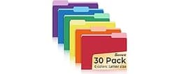 SUNEE File Folders, 30 Pack Manilla Folders 8.5 x 11, Colored File Folders Home Office School Supplies for Documents ...