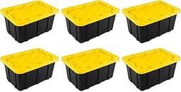 Sterilite 17 Gal Industrial Tote, Stackable Storage Bin with Snap-Fit Lid for Garage, Basement & Attic Storage, Black...