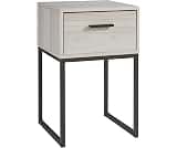 Signature Design by Ashley 1-Drawer Modern Nightstand, Light Natural | Textured light oak finish on modern metal sled...