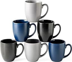 AmorArc 16 oz Coffee Mugs Set of 6, Large Ceramic Coffee Cups Set | Classic Coffee Mugs Set for Men,Women,Tea/Latte/C...