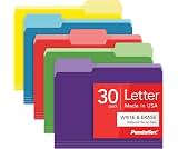 Pendaflex Colored File Folders, 30 Pack, Letter Size (8.5" x 11"), Erase Ballpoint Pen from Tabs, 3 Tabs, 5 Colors: G...
