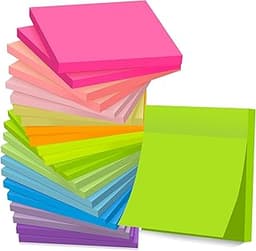 (24 Pads) Sticky Notes 3x3 in Post, 12 Bright Colors Self-Stick Note Pads it, Strong Adhesive, Easy to Post for Home,...