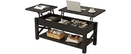 Rolanstar Coffee Table 47.2", 2 Way Lift Top Farmhouse Center Table with Hidden Compartment, Open Shelf & X Wooden Su...