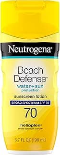 Neutrogena Sunscreen Lotion Beach Defense SPF 70, Face & Body Sunscreen, Broad Spectrum, Fast Absorbing, 6.7 Fl Oz, W...