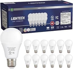 A19 LED Light Bulbs, 12 Pack, 60W Equivalent, 9W Daylight 5000K LED Light Bulb, 810 LM, Bedroom, Living Room, Office,...