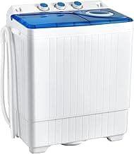 COSTWAY Portable Washing Machine, Twin Tub 26lbs Capacity Laundry Washer, 18lbs Washer and 8lbs Spinner Combo with Ti...
