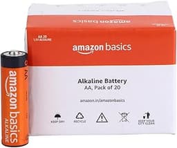 Amazon Basics 20-Pack AA Alkaline Batteries, 1.5 Volt, 10-Year Leak-Free Shelf Life, for Everyday and Household Devices