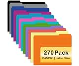 PANDRI Colored File Folders, 270 Pack 1/3 Cut Tab File Folder, 12 Colors | Colored Manila Folder With Tabs for Filing...