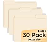 SUNEE File Folders, 30 Pack Manilla Folders 8.5 x 11, 1/3 Cut Tab for Easy Labeling and Organization, Durable Standar...